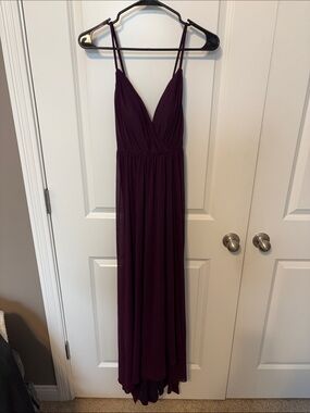 Belsoie size 6 Deep Plum Spaghetti-Strap Evening/Cocktail Dress